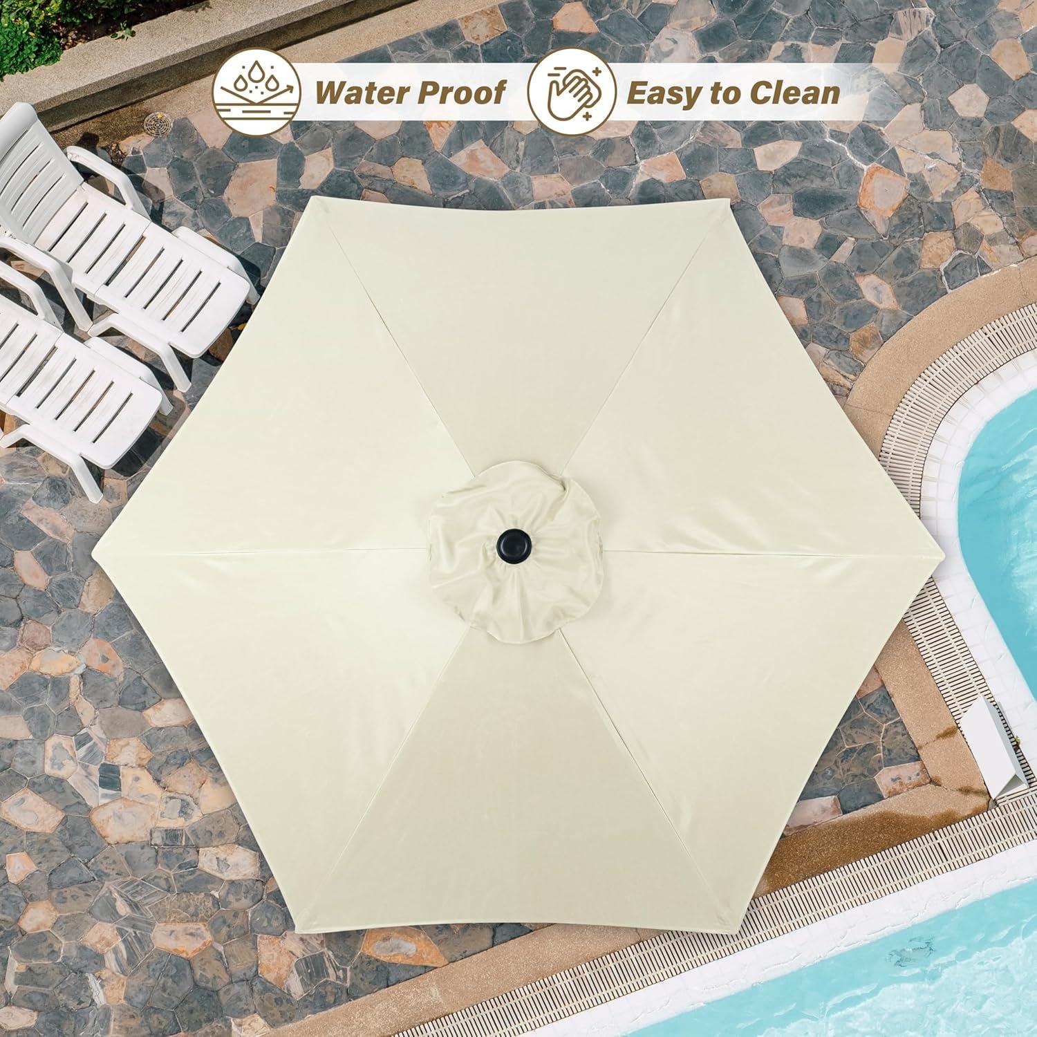 imageHealSmart 75ft Patio Umbrella with Push Button TiltCrank Outdoor Table Market Yard Umbrella 6 Sturdy Ribs for Garden Deck Backyard PoolCreamy White2P