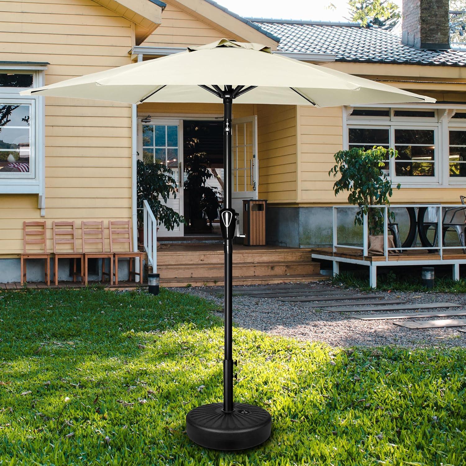 imageHealSmart 75ft Patio Umbrella with Push Button TiltCrank Outdoor Table Market Yard Umbrella 6 Sturdy Ribs for Garden Deck Backyard PoolCreamy White2P