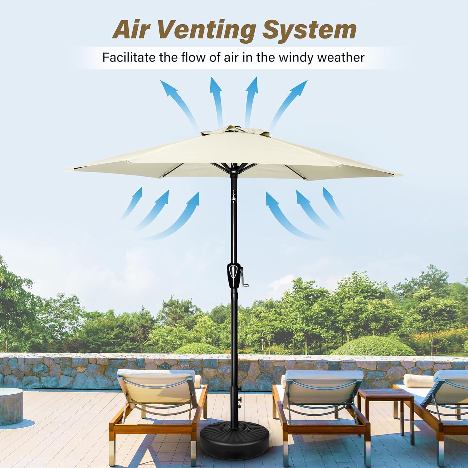 imageHealSmart 75ft Patio Umbrella with Push Button TiltCrank Outdoor Table Market Yard Umbrella 6 Sturdy Ribs for Garden Deck Backyard PoolCreamy White2P