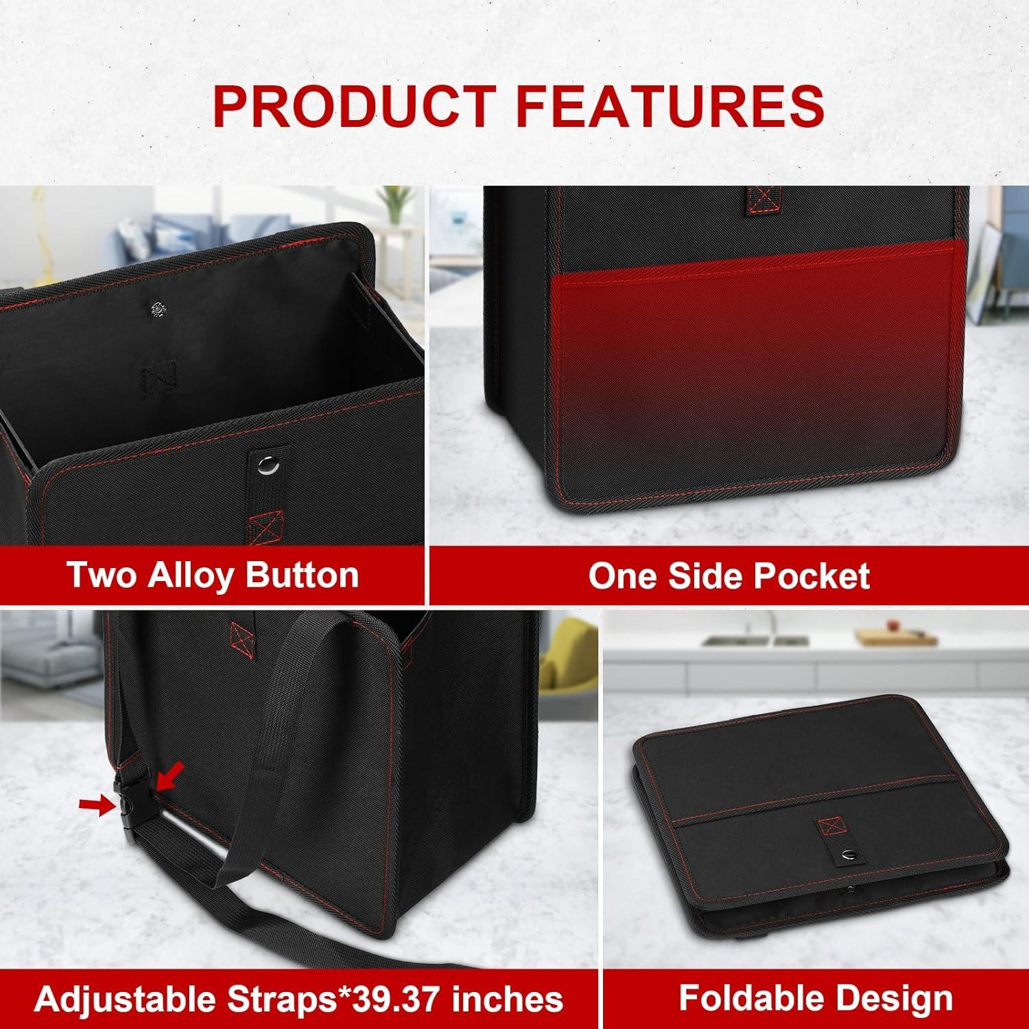 imageHealSmart Car Trash Can Waterproof Automotive Garbage Can with Adjustable Straps Portable and Collapsible Multipurpose Trash Bin for Car 3 Gallon Black3 Gallon