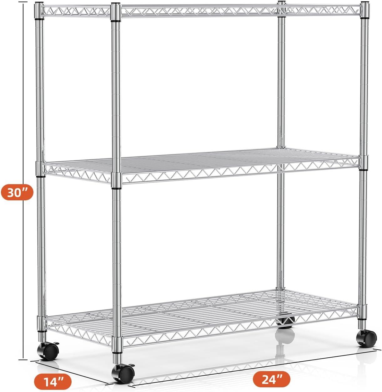 imageHealSmart Heavy Duty 5Shelf Storage Shelves 1750Lb Loading Capacity 3543quot W x 1772quot D x 7087quot H Adjustable Shelving Unit with Wheels Chrome23 x 13 x 30  3Shelf