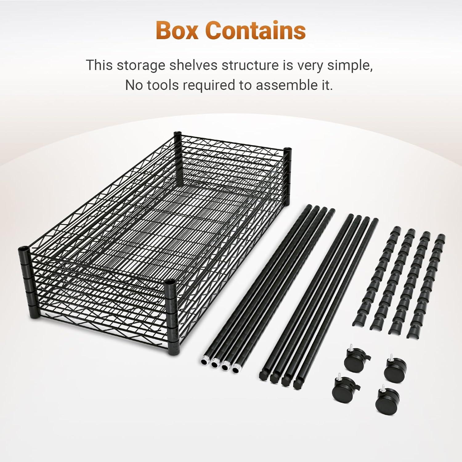 imageHealSmart Heavy Duty 5Shelf Storage Shelves 1750Lb Loading Capacity 3543quot W x 1772quot D x 7087quot H Adjustable Shelving Unit with Wheels Chrome30 x 14 x 63  5Shelf