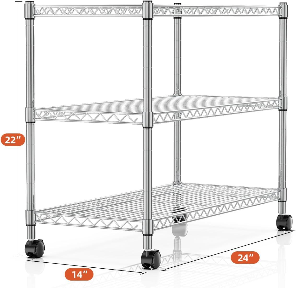 imageHealSmart Heavy Duty 5Shelf Storage Shelves 1750Lb Loading Capacity 3543quot W x 1772quot D x 7087quot H Adjustable Shelving Unit with Wheels Chrome3Shelf  Unfoldable