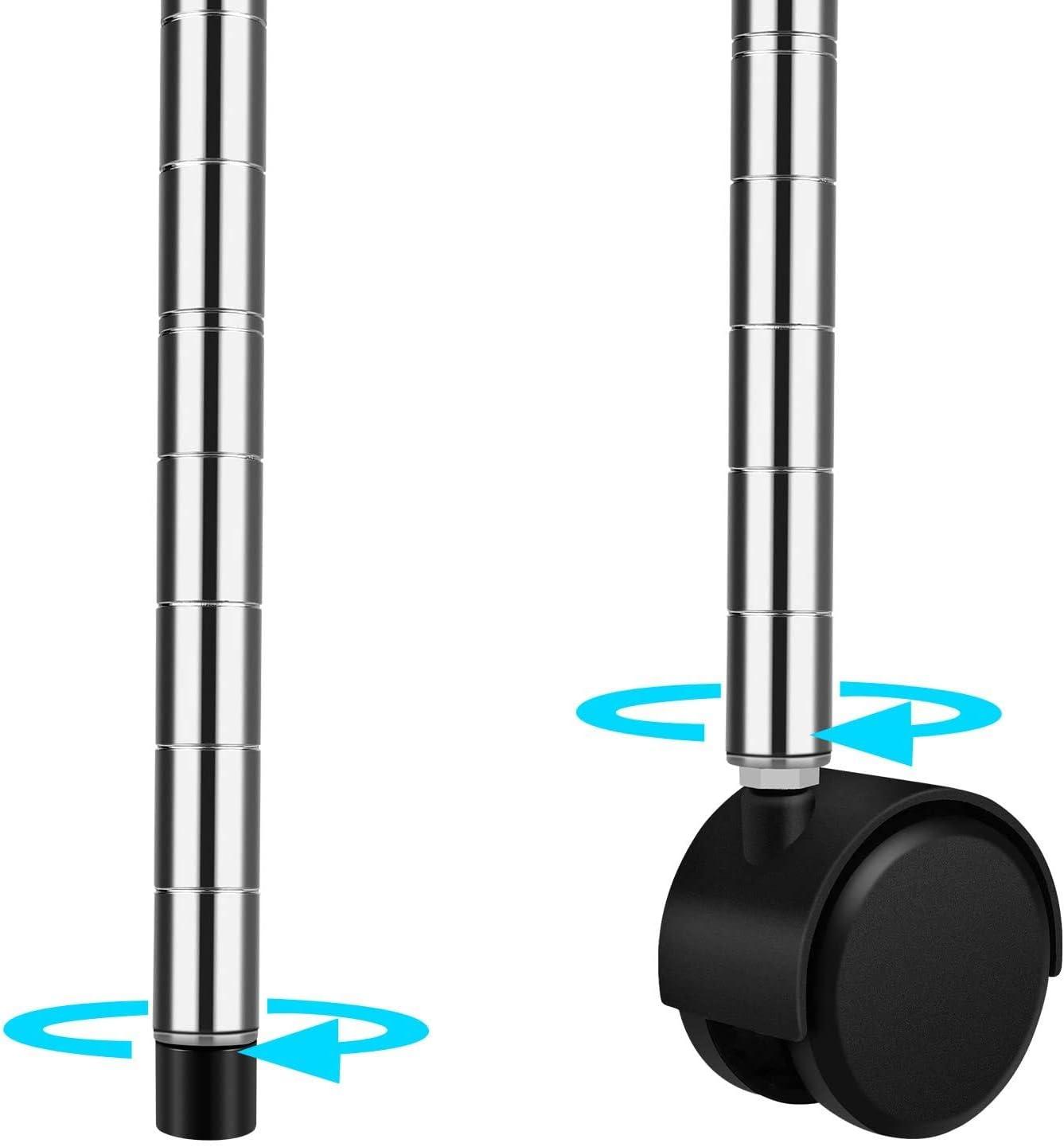 imageHealSmart Heavy Duty 5Shelf Storage Shelves 1750Lb Loading Capacity 3543quot W x 1772quot D x 7087quot H Adjustable Shelving Unit with Wheels Chrome4Shelf  Unfoldable