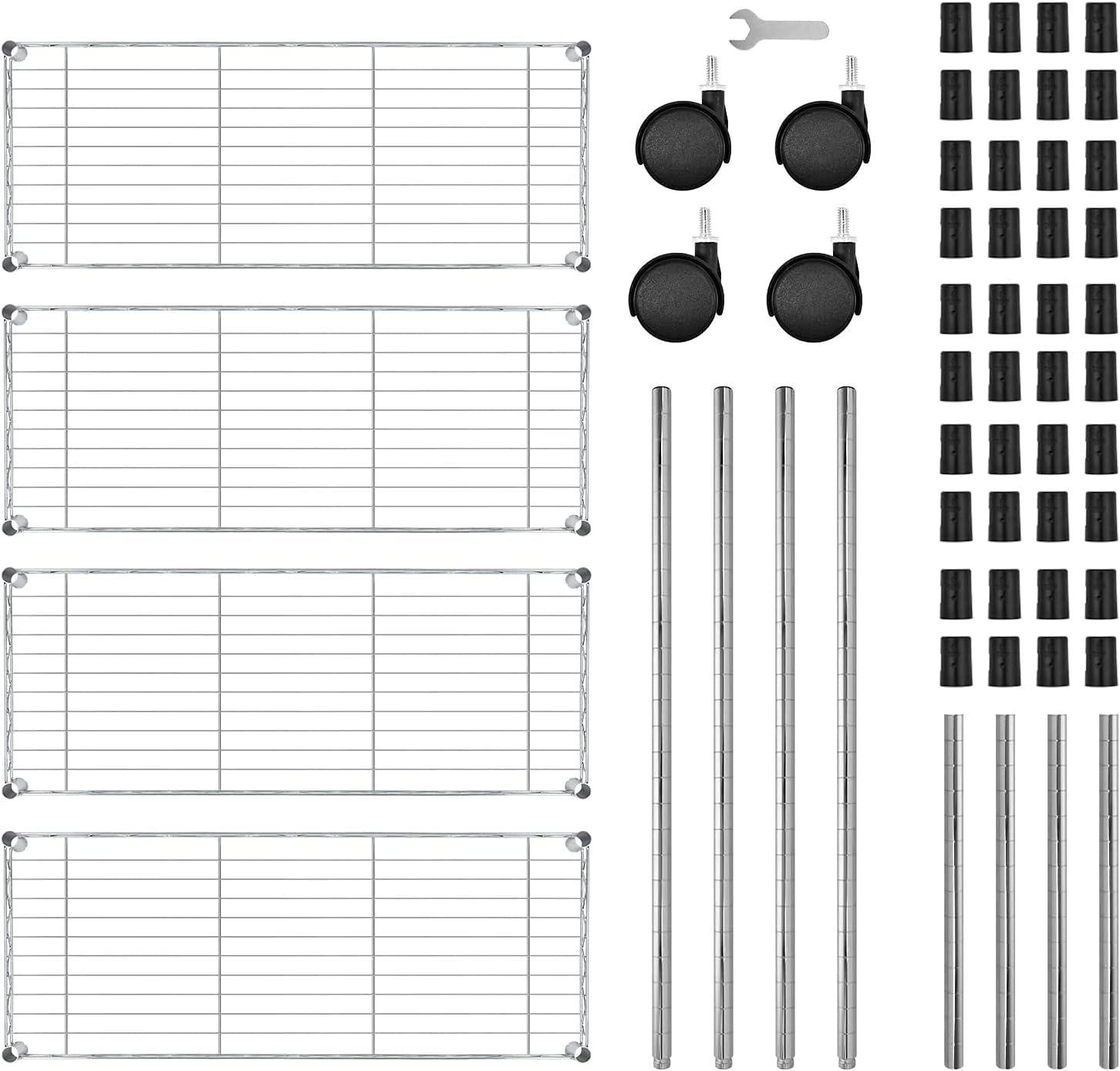 imageHealSmart Heavy Duty 5Shelf Storage Shelves 1750Lb Loading Capacity 3543quot W x 1772quot D x 7087quot H Adjustable Shelving Unit with Wheels Chrome4Shelf  Unfoldable