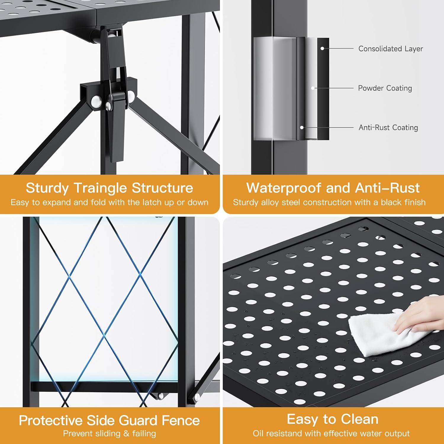 imageHealSmart Heavy Duty 5Shelf Storage Shelves 1750Lb Loading Capacity 3543quot W x 1772quot D x 7087quot H Adjustable Shelving Unit with Wheels Chrome5Shelf  Foldable