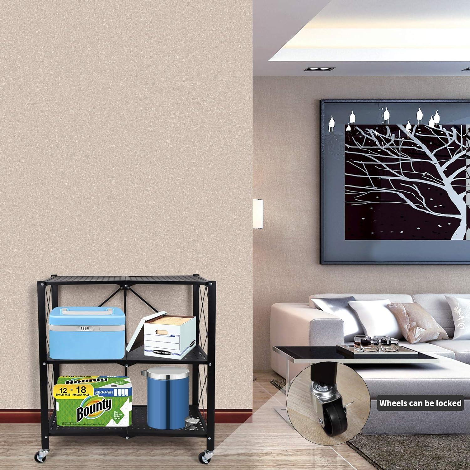 imageHealSmart Heavy Duty 6Tier Shelving Units Adjustable Wire Shelf with 1000 lbs Capacity 250 per Shelf 77cm D x 365cm W x 215cm H Black 6 Levels Storage Shelf with Wheels ampamp Leveling FeetWider