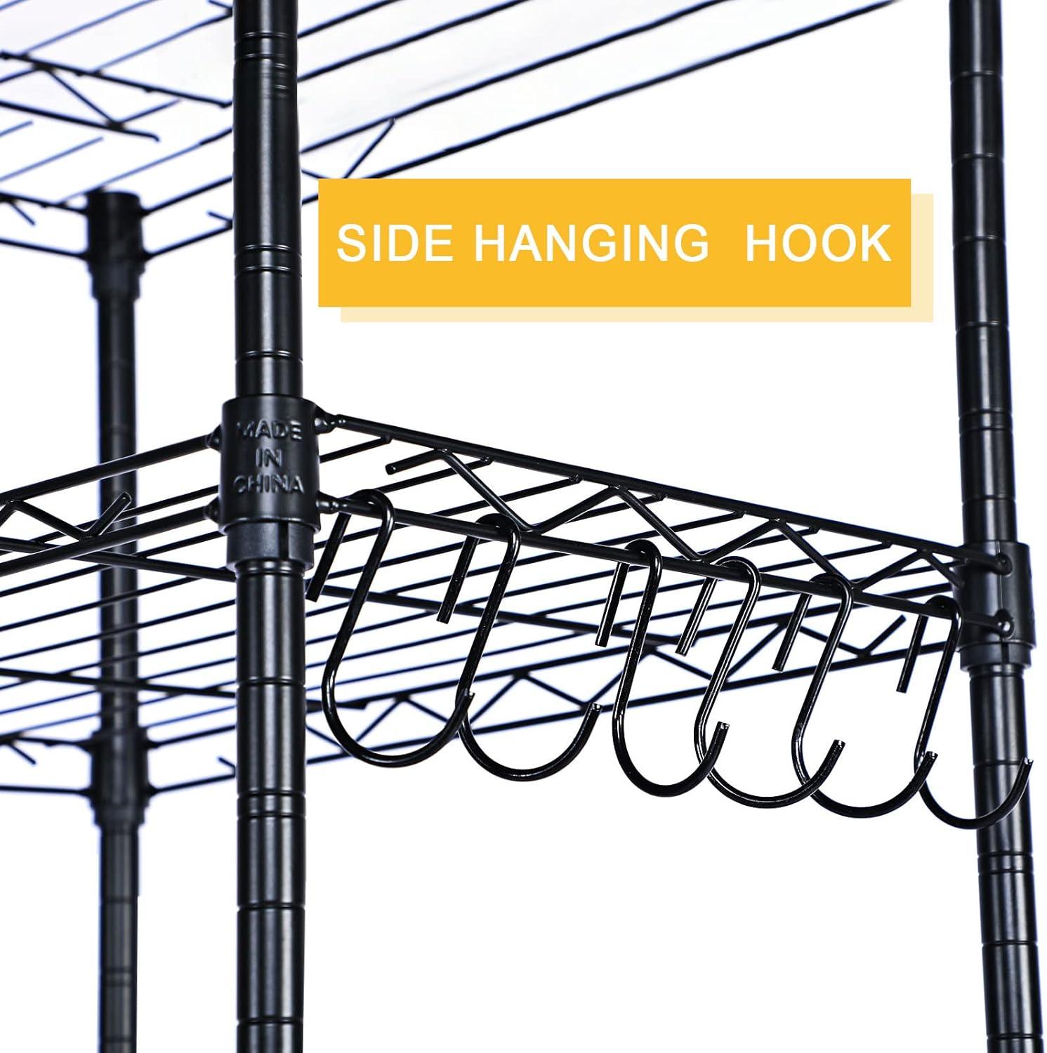 imageHealSmart Heavy Duty 6Tier Shelving Units Adjustable Wire Shelf with 1000 lbs Capacity 250 per Shelf 77cm D x 365cm W x 215cm H Black 6 Levels Storage Shelf with Wheels ampamp Leveling FeetWider