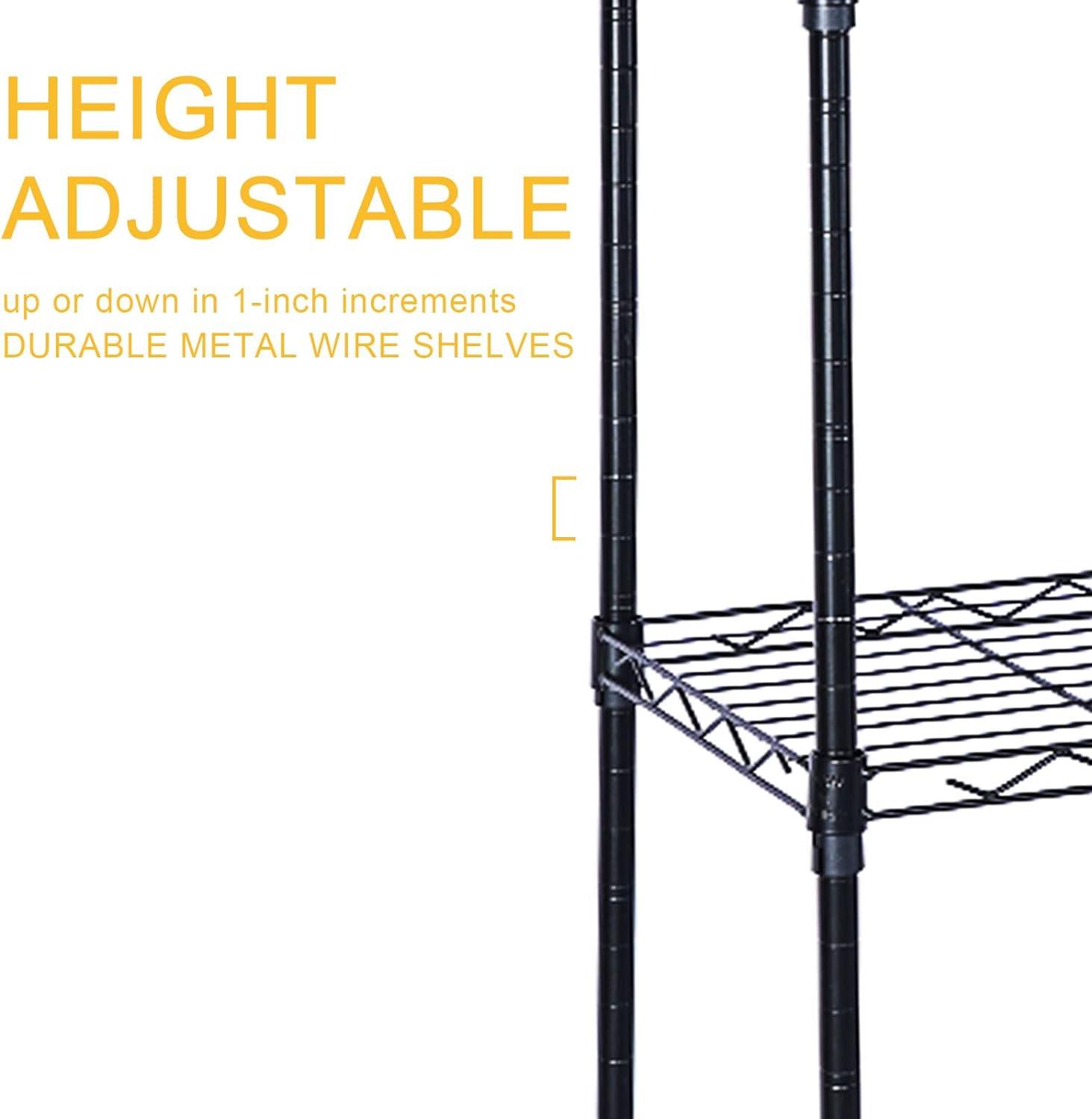imageHealSmart Heavy Duty 6Tier Shelving Units Adjustable Wire Shelf with 1000 lbs Capacity 250 per Shelf 77cm D x 365cm W x 215cm H Black 6 Levels Storage Shelf with Wheels ampamp Leveling FeetBasic