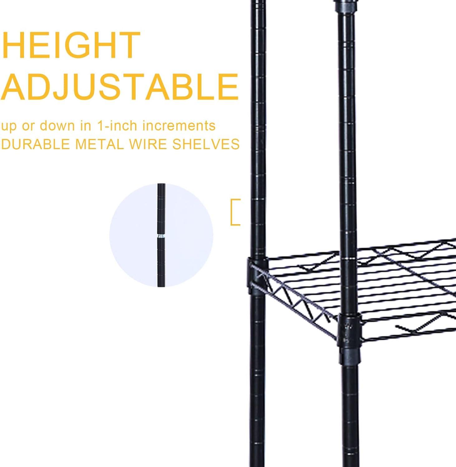 imageHealSmart Heavy Duty 6Tier Shelving Units Adjustable Wire Shelf with 1000 lbs Capacity 250 per Shelf 77cm D x 365cm W x 215cm H Black 6 Levels Storage Shelf with Wheels ampamp Leveling FeetWider