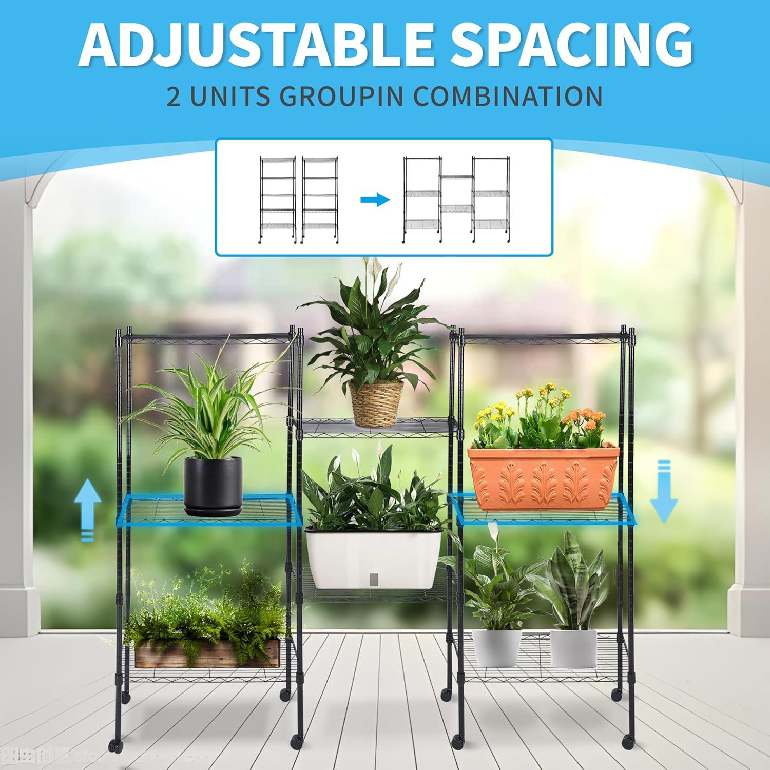 imageHealSmart Heavy Duty 6Tier Shelving Units Adjustable Wire Shelf with 1000 lbs Capacity 250 per Shelf 77cm D x 365cm W x 215cm H Black 6 Levels Storage Shelf with Wheels ampamp Leveling FeetWider