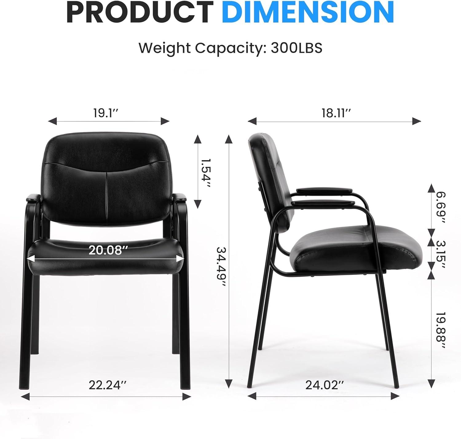imageHealSmart Office Reception Guest Chair with Leather Padded Arm Rest for Waiting Room Lobby Home Desk Table Side Chairs for Elderly Seniors Black1 Pack Guest ChairsLeather