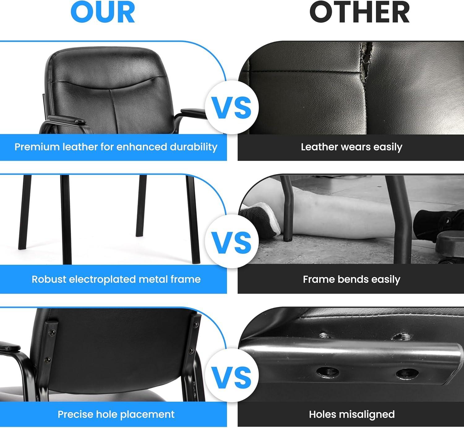 imageHealSmart Office Reception Guest Chair with Leather Padded Arm Rest for Waiting Room Lobby Home Desk Table Side Chairs for Elderly Seniors Black1 Pack Guest ChairsLeather