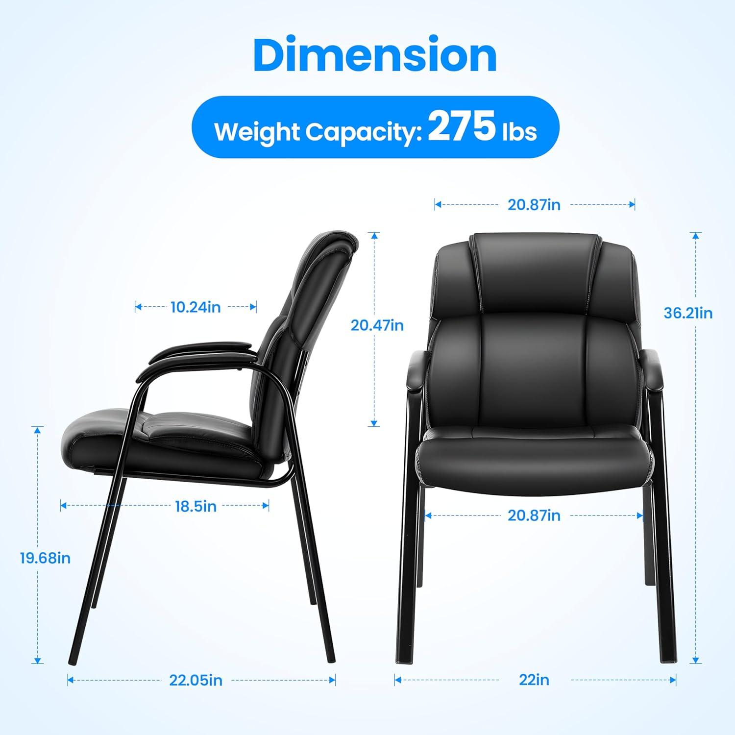 imageHealSmart Office Reception Guest Chair with Leather Padded Arm Rest for Waiting Room Lobby Home Desk Table Side Chairs for Elderly Seniors Black2 Pack Guest ChairsLeather Big