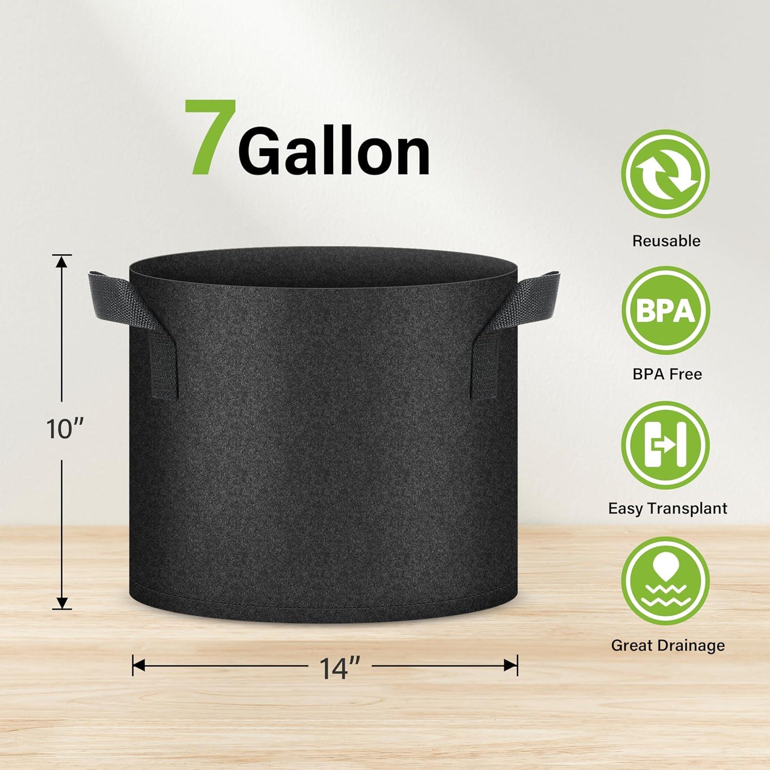 imageHealSmart Plant Grow Bags 5 Gallon Tomoato Planter Pots 5Pack with Handles Aeration Nonwoven Fabric Heavy Duty Gardening Planter for Vegetable Herbs and Flowers BlackBlack  20 Pack