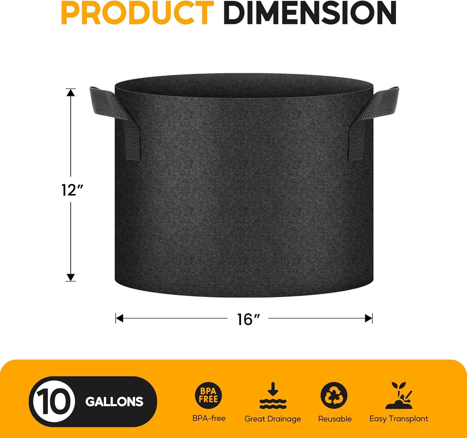 imageHealSmart Plant Grow Bags 5 Gallon Tomoato Planter Pots 5Pack with Handles Aeration Nonwoven Fabric Heavy Duty Gardening Planter for Vegetable Herbs and Flowers BlackBlack  20 Pack