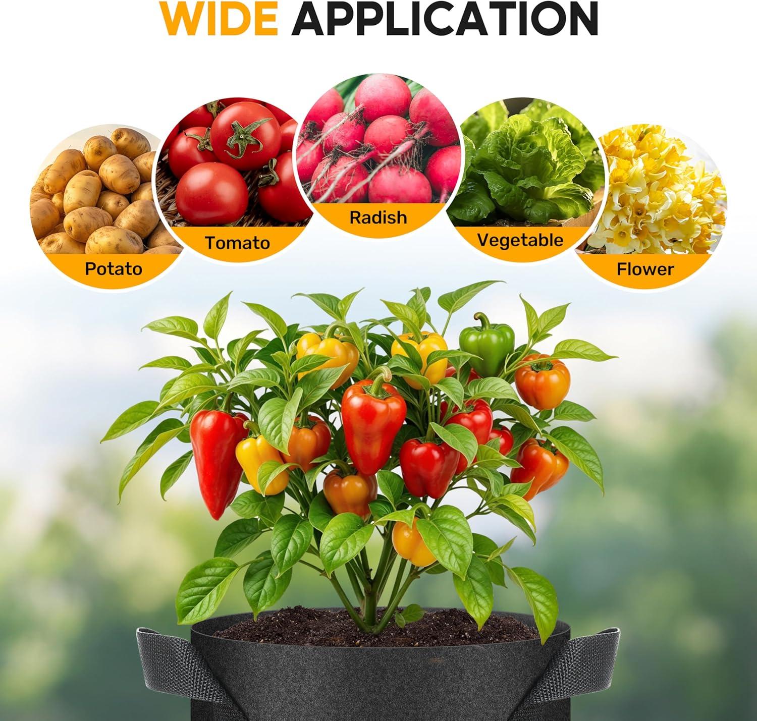 imageHealSmart Plant Grow Bags 5 Gallon Tomoato Planter Pots 5Pack with Handles Aeration Nonwoven Fabric Heavy Duty Gardening Planter for Vegetable Herbs and Flowers BlackBlack  20 Pack