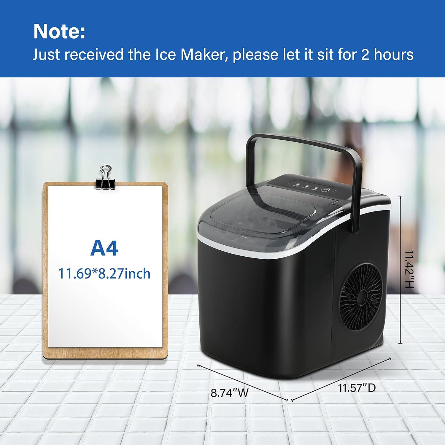 imageHealSmart Portable Ice Maker for Countertop 6 Mins 9 Ice Cubes 26lbs Ice24H SelfCleaning with Ice Spoon and Basket for HomeKitchenOfficeCampingParty Black