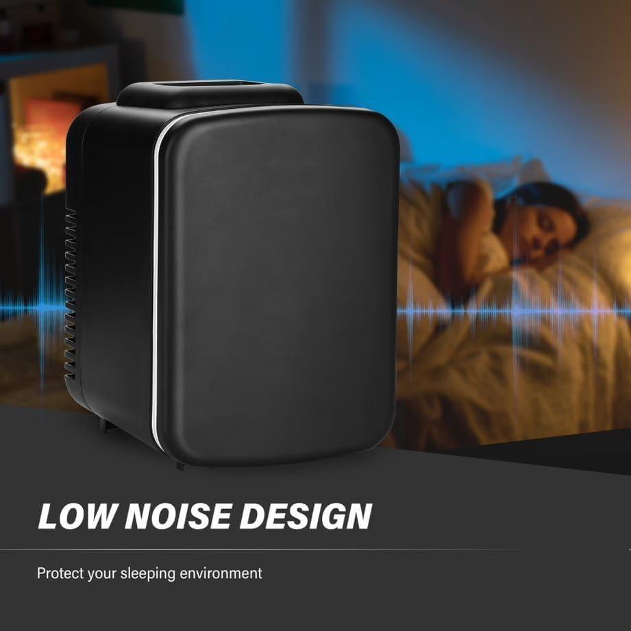 imageHealSmart Portable Mini Fridge 4 Liter 6 Can Cooler and Warmer Compact Refrigerators 100 FreonFree ampamp Eco Friendly for Drinks Food Medications 4L Black