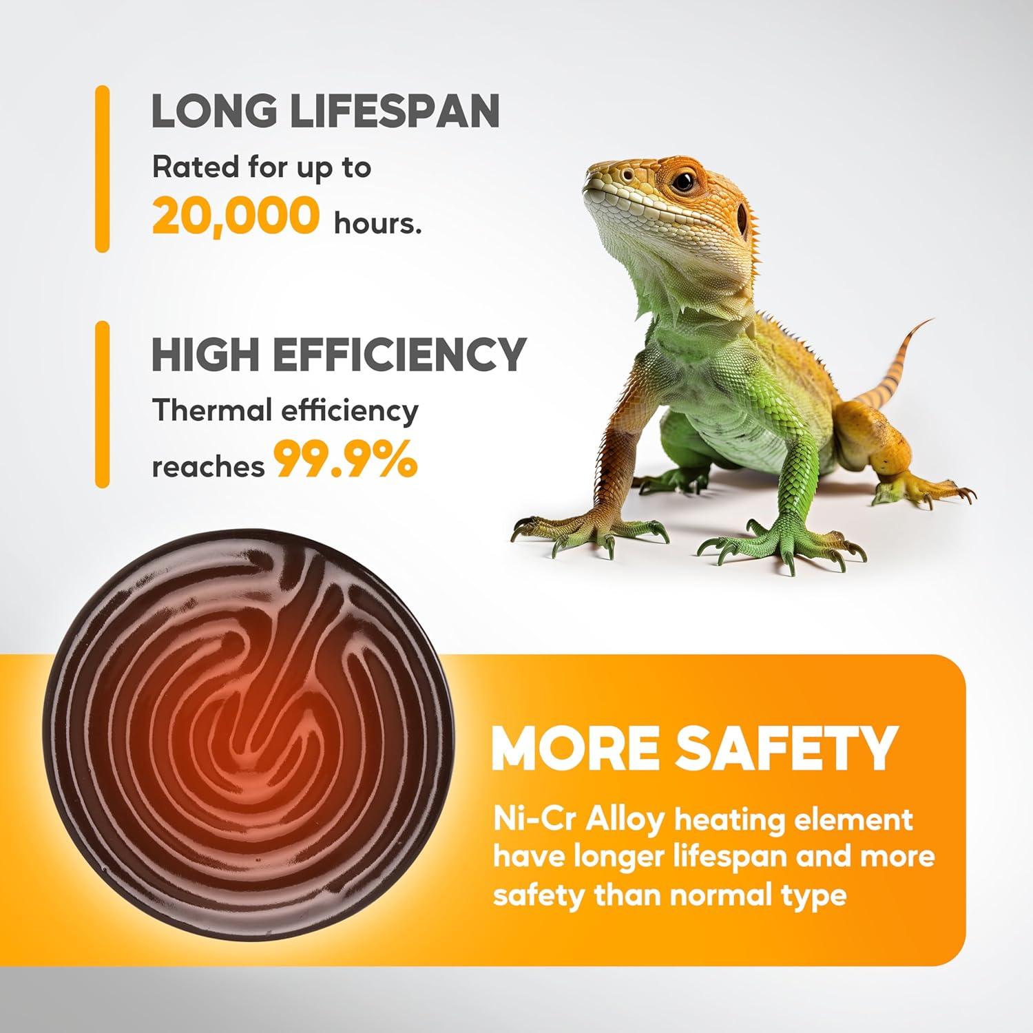 imageHealSmart Reptile Heat Lamp 150W 2Pack Ceramic Heat Emitter No Light Emitting Heat Bulbs for Amphibian Pet Brooder Coop Incubating Chicken Lizard Bearded Dragon Turtle Snake TerrariumD140mm 551