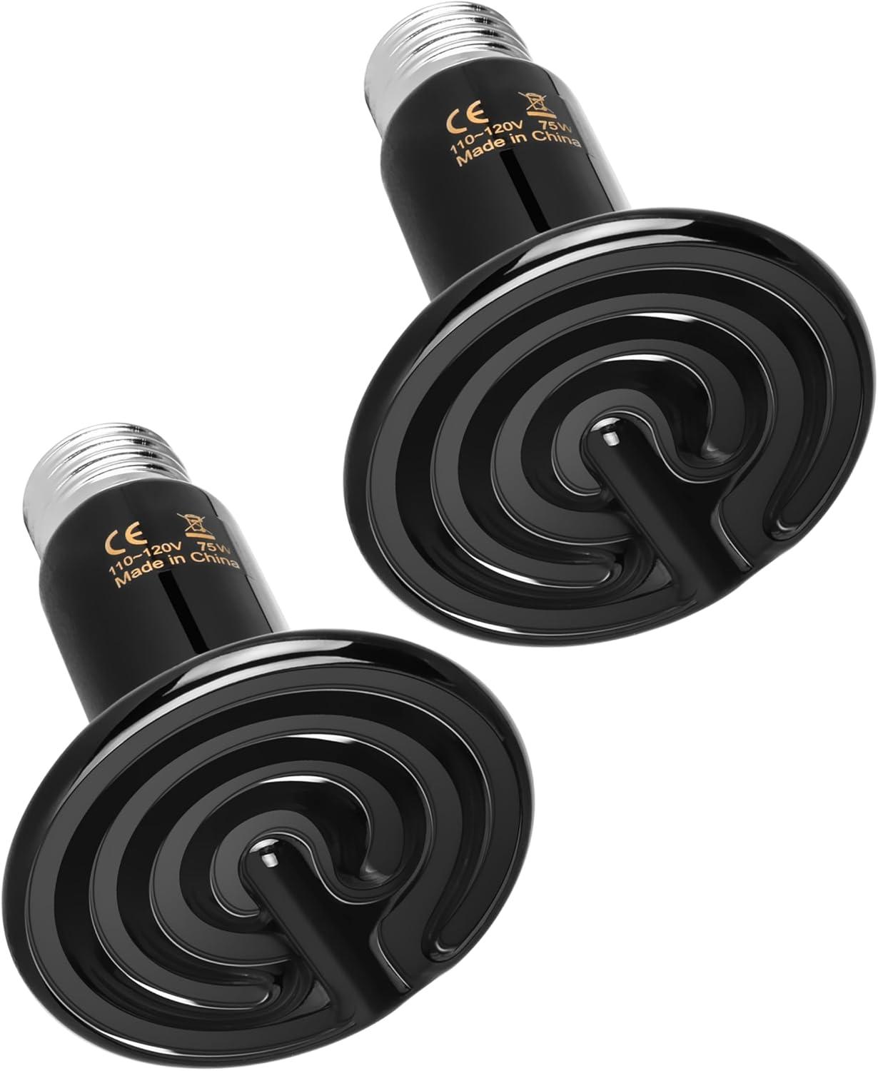 imageHealSmart Reptile Heat Lamp 150W 2Pack Ceramic Heat Emitter No Light Emitting Heat Bulbs for Amphibian Pet Brooder Coop Incubating Chicken Lizard Bearded Dragon Turtle Snake TerrariumD75mm 295