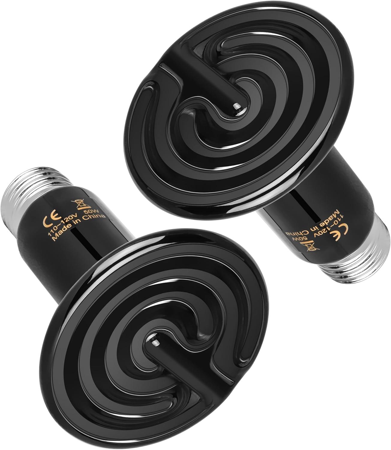 imageHealSmart Reptile Heat Lamp 150W 2Pack Ceramic Heat Emitter No Light Emitting Heat Bulbs for Amphibian Pet Brooder Coop Incubating Chicken Lizard Bearded Dragon Turtle Snake TerrariumD75mm 295