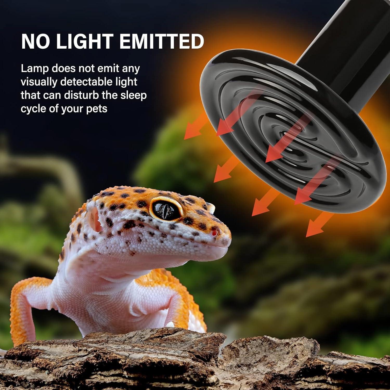 imageHealSmart Reptile Heat Lamp 150W 2Pack Ceramic Heat Emitter No Light Emitting Heat Bulbs for Amphibian Pet Brooder Coop Incubating Chicken Lizard Bearded Dragon Turtle Snake TerrariumD85mm 335