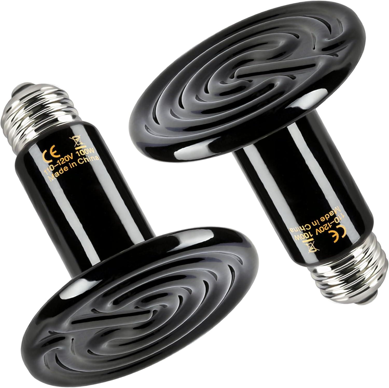 imageHealSmart Reptile Heat Lamp 150W 2Pack Ceramic Heat Emitter No Light Emitting Heat Bulbs for Amphibian Pet Brooder Coop Incubating Chicken Lizard Bearded Dragon Turtle Snake TerrariumD75mm 295