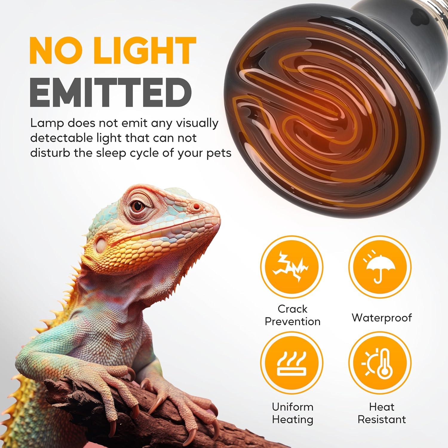 imageHealSmart Reptile Heat Lamp 150W 2Pack Ceramic Heat Emitter No Light Emitting Heat Bulbs for Amphibian Pet Brooder Coop Incubating Chicken Lizard Bearded Dragon Turtle Snake TerrariumD60mm 236