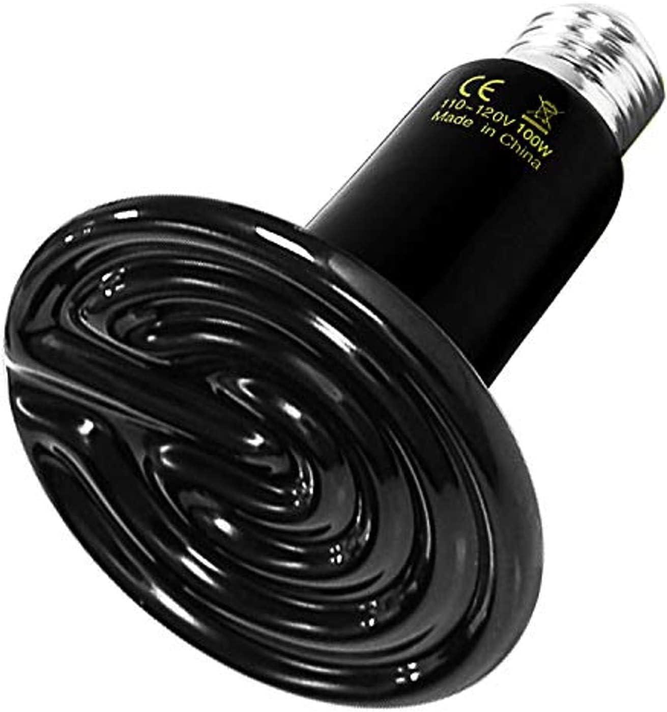 imageHealSmart Reptile Heat Lamp Bulb Ceramic Heat Emitter 100W No Light Emitting Brooder Coop Heater for Amphibian Pet ampamp Incubating Chicken Black100 Watts