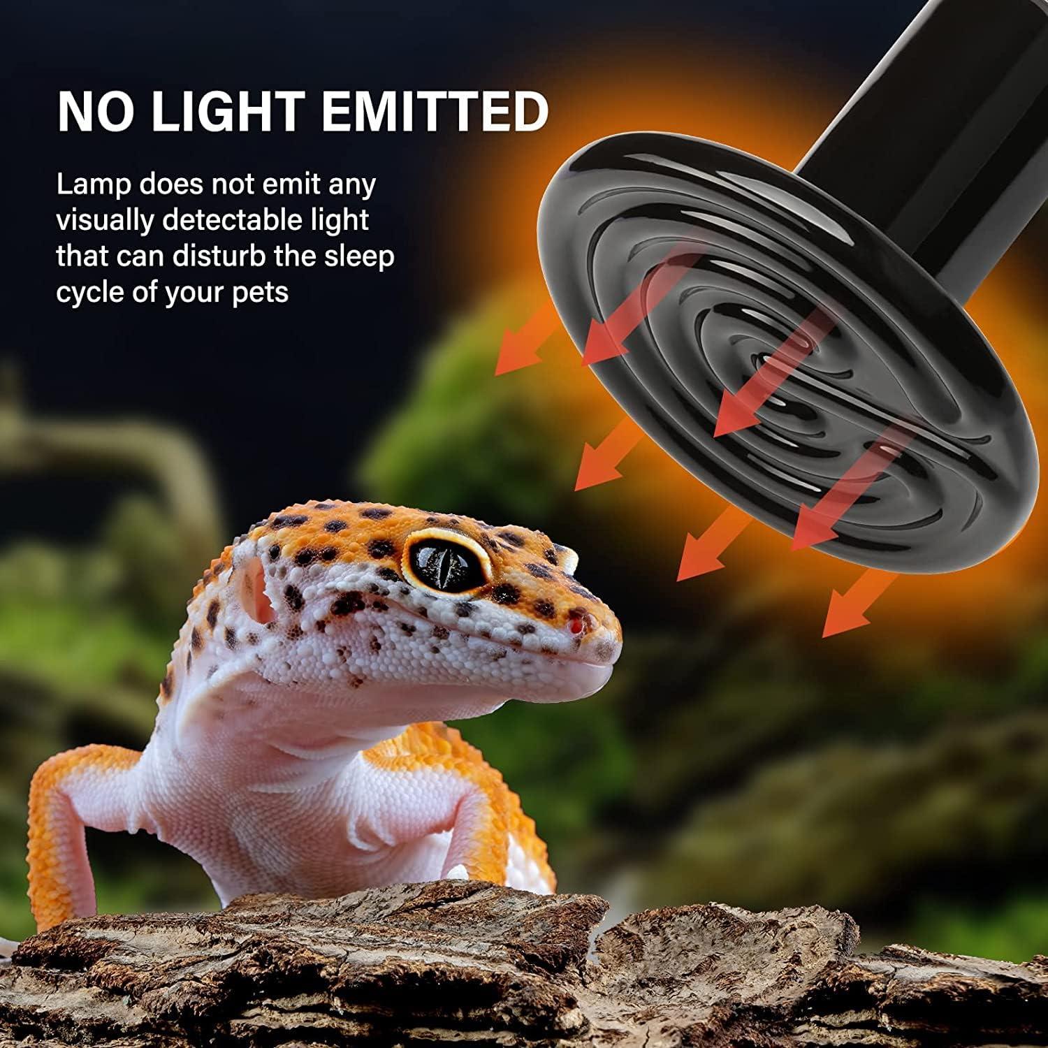 imageHealSmart Reptile Heat Lamp Bulb Ceramic Heat Emitter 100W No Light Emitting Brooder Coop Heater for Amphibian Pet ampamp Incubating Chicken Black100 Watts