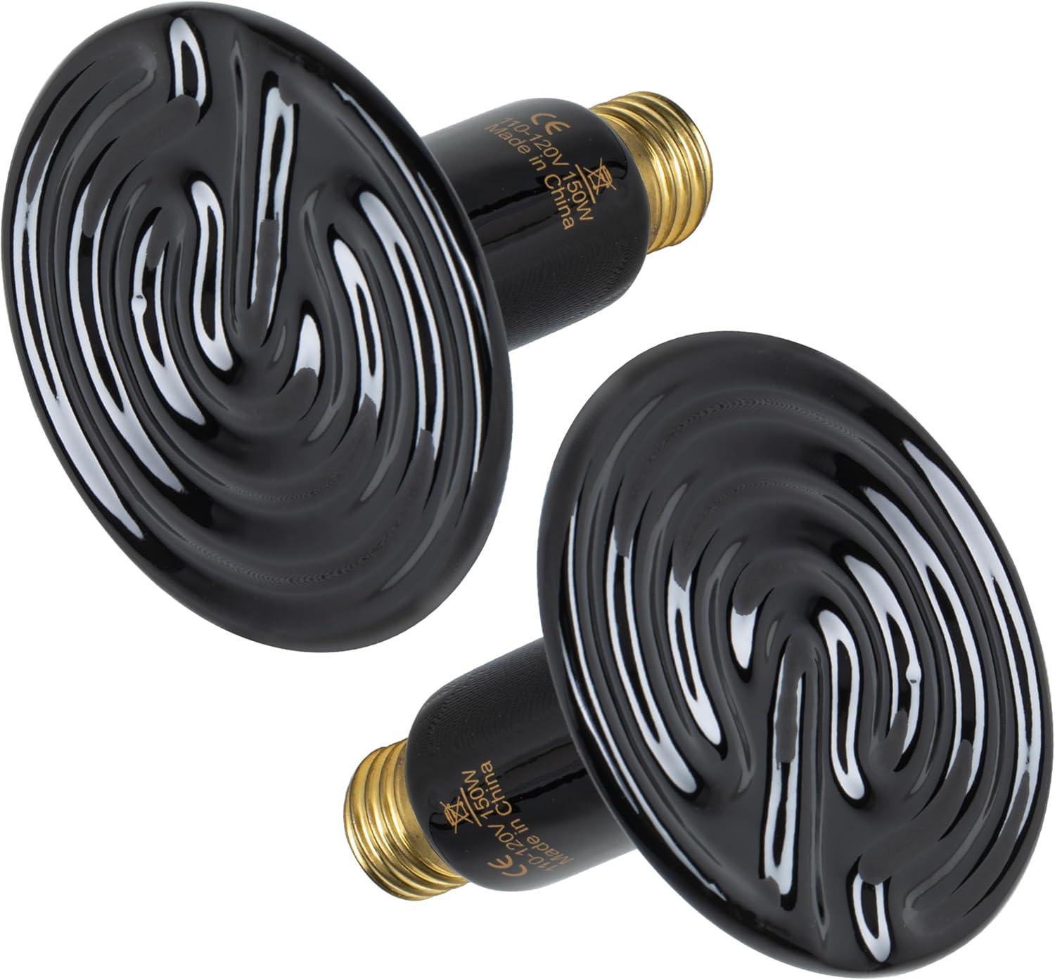 imageHealSmart Reptile Heat Lamp Bulb Ceramic Heat Emitter 100W No Light Emitting Brooder Coop Heater for Amphibian Pet ampamp Incubating Chicken Black150 Watts