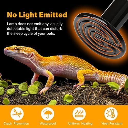imageHealSmart Reptile Heat Lamp Bulb Ceramic Heat Emitter 100W No Light Emitting Brooder Coop Heater for Amphibian Pet ampamp Incubating Chicken Black6 Pcs Black