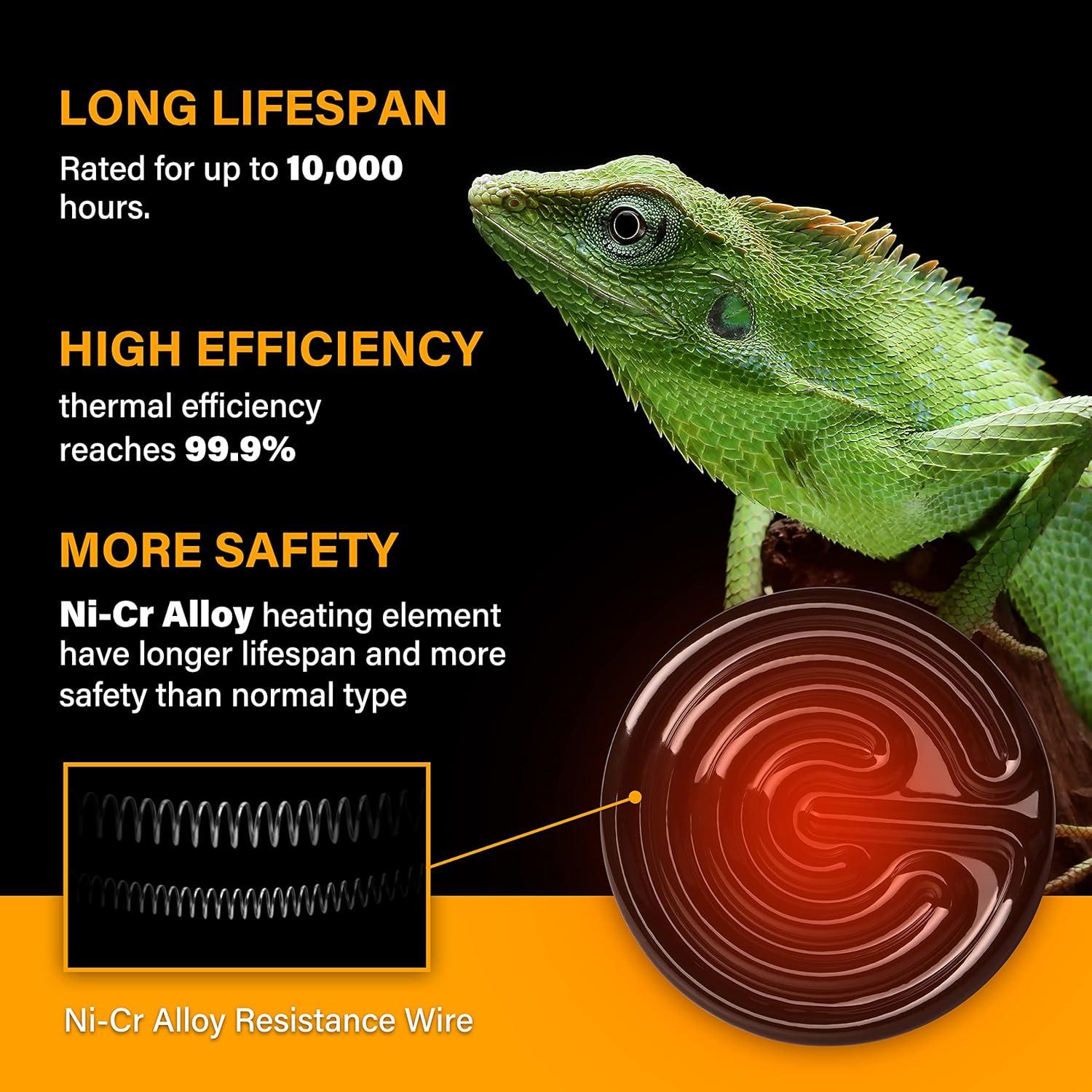 imageHealSmart Reptile Heat Lamp Bulb Ceramic Heat Emitter 150W No Light Emitting Brooder Coop Heater for Amphibian Pet ampamp Incubating Chicken BlackBlack