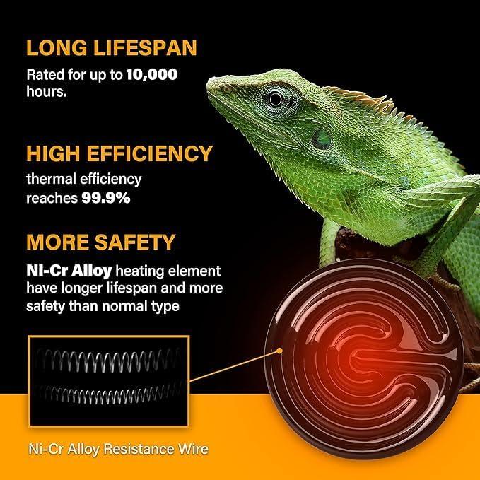imageHealSmart Reptile Heat Lamp Bulb Ceramic Heat Emitter 150W No Light Emitting Brooder Coop Heater for Amphibian Pet ampamp Incubating Chicken BlackBlack