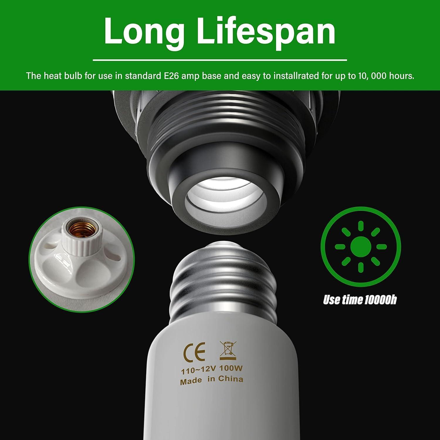 imageHealSmart Reptile Heat Lamp Bulb Ceramic Heat Emitter 150W No Light Emitting Brooder Coop Heater for Amphibian Pet ampamp Incubating Chicken BlackWhite