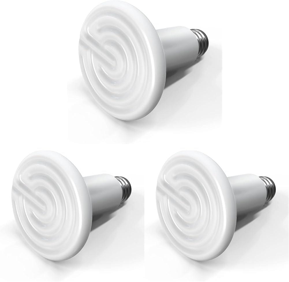 imageHealSmart Reptile Heat Lamp Bulb Ceramic Heat Emitter 150W No Light Emitting Brooder Coop Heater for Amphibian Pet ampamp Incubating Chicken BlackWhite