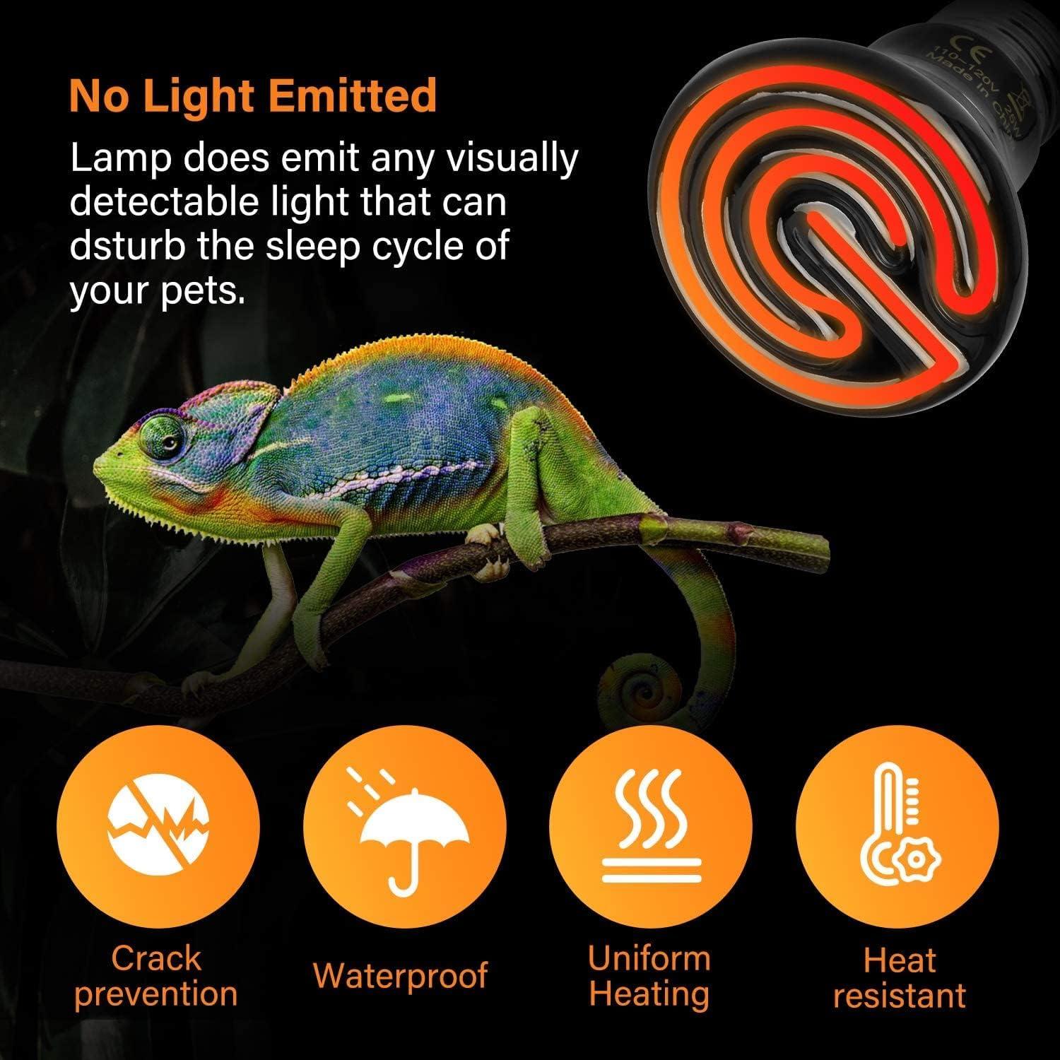 imageHealSmart Reptile Mini Heat Lamp 25W50W Ceramic Heat Emitter No Light Emitting Infrared Heat Bulbs for Amphibian Pet Brooder Coop Incubating Chicken