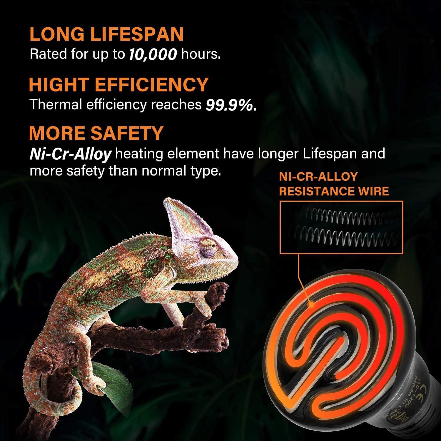 imageHealSmart Reptile Mini Heat Lamp 25W50W Ceramic Heat Emitter No Light Emitting Infrared Heat Bulbs for Amphibian Pet Brooder Coop Incubating Chicken