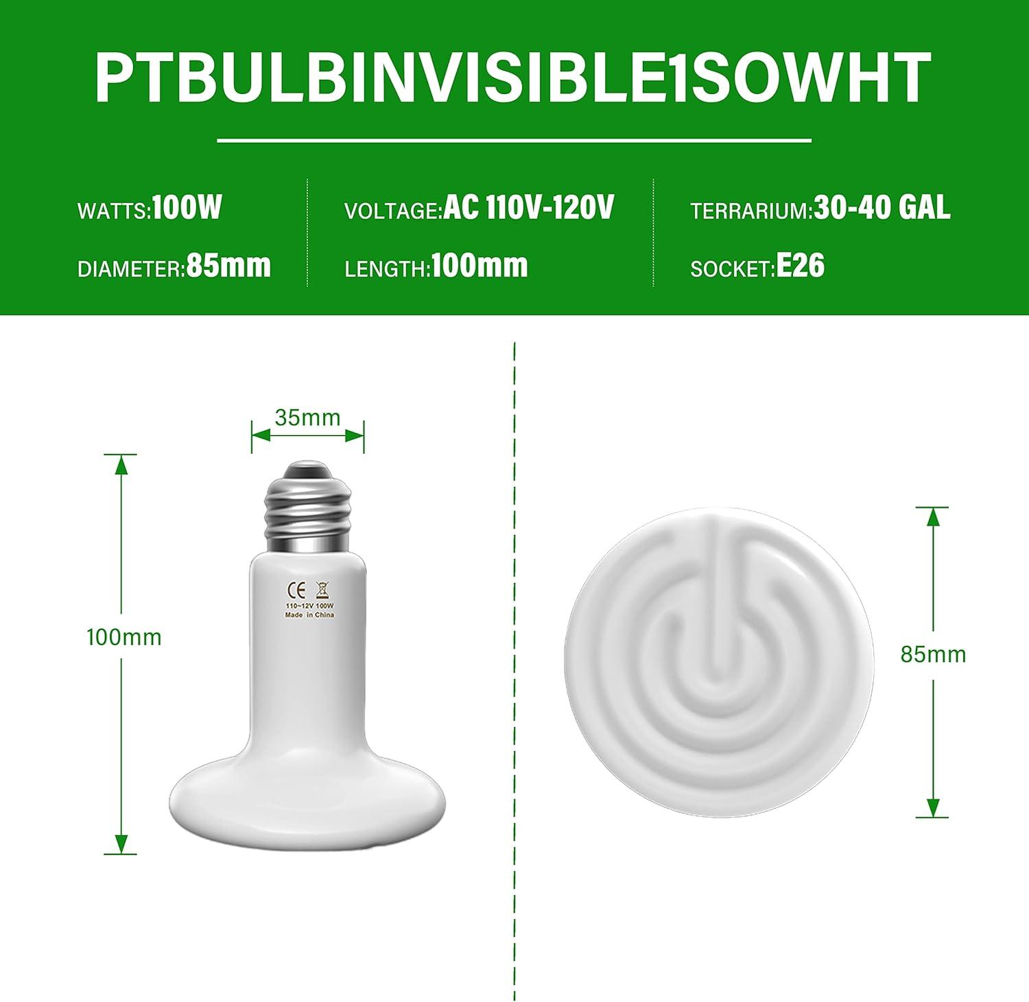 imageHealSmart Reptile Mini Heat Lamp 25W50W Ceramic Heat Emitter No Light Emitting Infrared Heat Bulbs for Amphibian Pet Brooder Coop Incubating ChickenWhite2 Pack