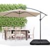 imageHealSmart 10ft Offset Hanging Patio Umbrella Cantilever Market Umbrellas with Crank ampamp Cross Base for Backyard Poolside Lawn and Garden TanBlackOffset umbrella base