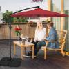 imageHealSmart 10ft Offset Hanging Patio Umbrella Cantilever Market Umbrellas with Crank ampamp Cross Base for Backyard Poolside Lawn and Garden TanRed