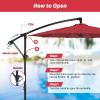 imageHealSmart 10ft Offset Hanging Patio Umbrella Cantilever Market Umbrellas with Crank ampamp Cross Base for Backyard Poolside Lawn and Garden TanRed