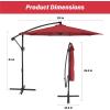 imageHealSmart 10ft Offset Hanging Patio Umbrella Cantilever Market Umbrellas with Crank ampamp Cross Base for Backyard Poolside Lawn and Garden TanRed