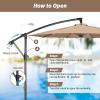 imageHealSmart 10ft Offset Hanging Patio Umbrella Cantilever Market Umbrellas with Crank ampamp Cross Base for Backyard Poolside Lawn and Garden TanTan