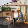 imageHealSmart 10ft Offset Hanging Patio Umbrella Cantilever Market Umbrellas with Crank ampamp Cross Base for Backyard Poolside Lawn and Garden TanTan