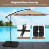 imageHealSmart 10ft Offset Hanging Patio Umbrella Cantilever Market Umbrellas with Crank ampamp Cross Base for Backyard Poolside Lawn and Garden TanTan
