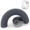 imageHealSmart 12 Inch 25 FT Flexible Aluminum Duct Equipped with 2 Clamps and 3 Layers of Protective Drying Tube for Heating Cooling Ventilation and Exhaust Fan SilverGray