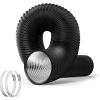 imageHealSmart 12 Inch 25 FT Flexible Aluminum Duct Equipped with 2 Clamps and 3 Layers of Protective Drying Tube for Heating Cooling Ventilation and Exhaust Fan SilverBlack