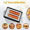 imageHealSmart 2 Slice Stainless Steel Toaster with Extra Wide Slot ampamp Removable Crumb Tray 5 Shade Options and BagelDefrostCancel Functions Retro Compact Oven for Various Bread ampamp Waffle Black
